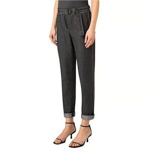 NWT Akris Punto Fallon Belted Cotton Trousers – Black – US 8